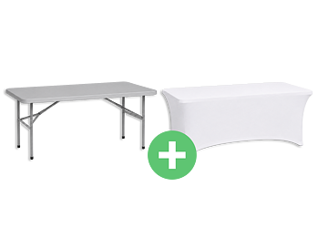 Kerti asztal összecsukható HDPE 150cm, szürke + ingyenes huzat