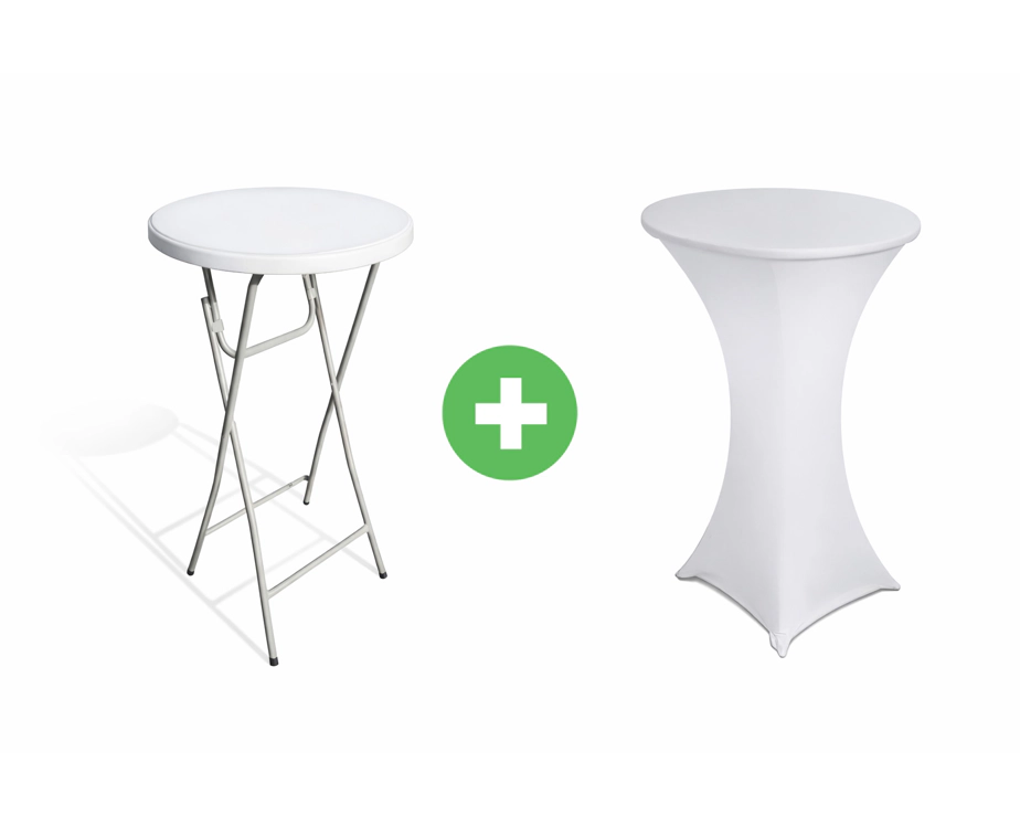 Bílý bistro stolek Ø 60 cm s potahem zdarma
