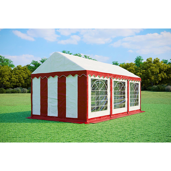 Párty stan 3x6 m Standard červený s bočními stěnami a okny