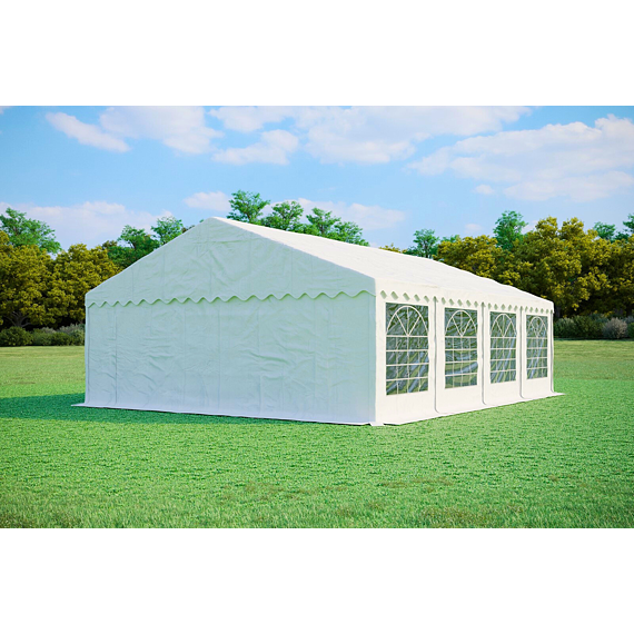 Párty stan 6x8 m Standard bílý s bočními stěnami a okny