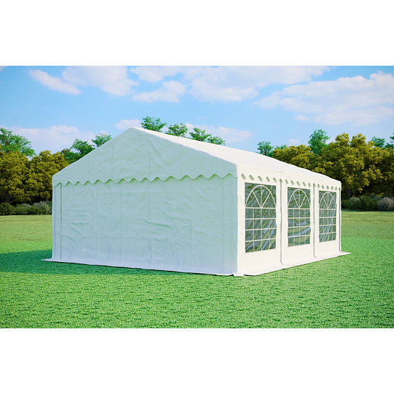 Párty stan 5x6 m Standard bílý s bočními stěnami a okny