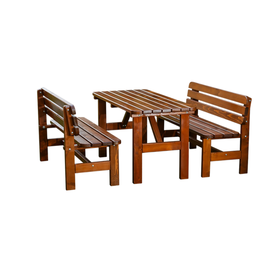 Pivní set BAVORD MASIV 150x70 cm s opěrkou - masiv smrk