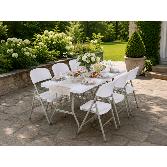 Set stolu 180 cm a 6 židlí - zahradní nábytek, catering