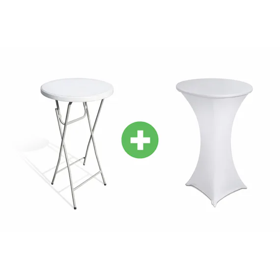 Bílý bistro stolek Ø 60 cm s potahem zdarma